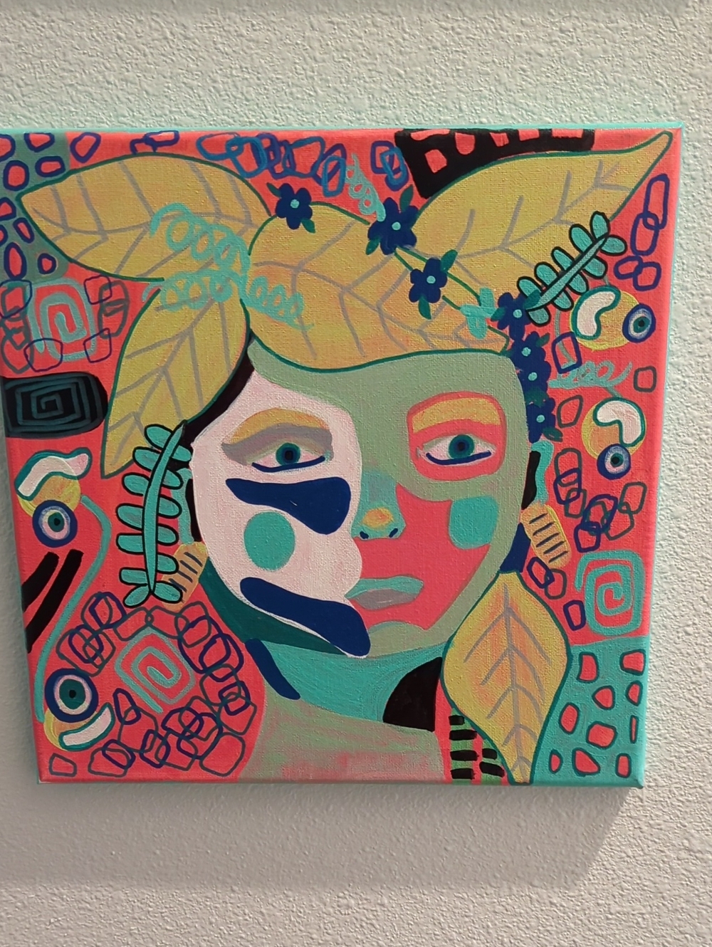 Abstract Botanical Face Art Print - Multicolor